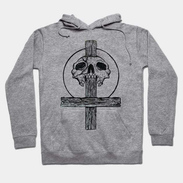 Skull and Reversed Cross Hoodie by DeathAnarchy